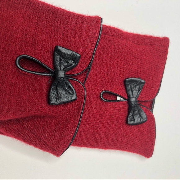 Talbots Red Bow Rabbit Wool Tech Touch Fall Gloves - Picture 5 of 14